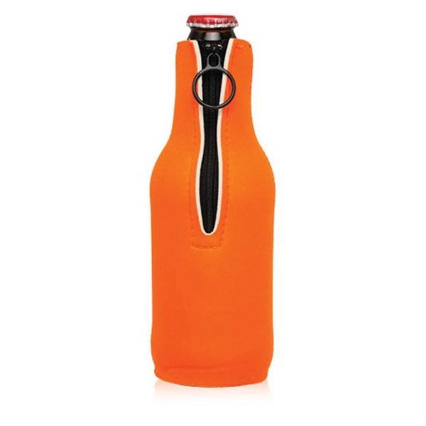 Neoprene zippered bottle coolies measuring 7.5" with sharkskin bottoms.... from ASI 39552 BEL Promo