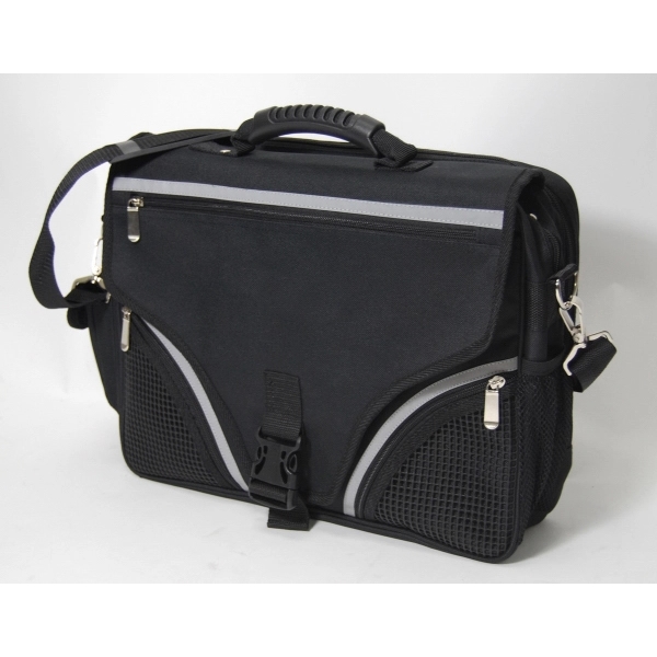 Black executive briefbag made of 600 denier with reflective trims.... from ASI 34046 Allcasion Travelware Co