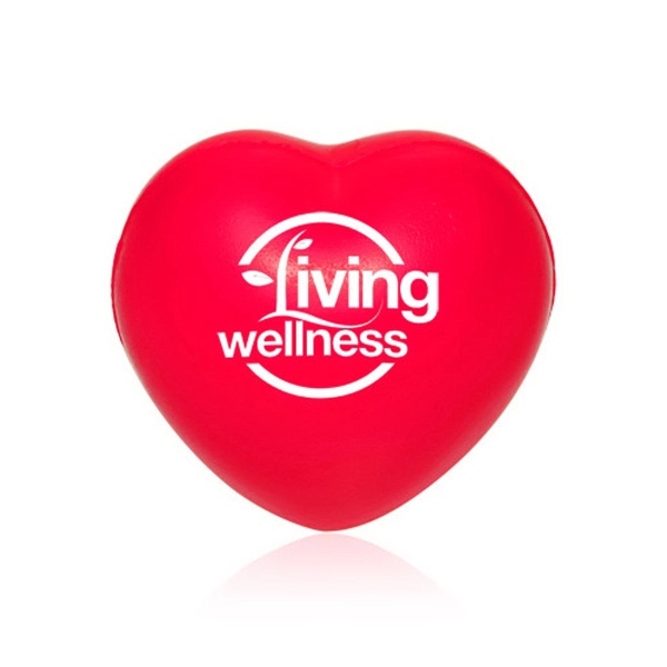 Red polyurethane stress reliever shaped like a heart that measures 2.75"... from ASI 39552 BEL Promo