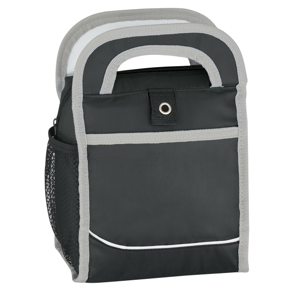 Insulated lunch bag with carrying handles, zippered main compartment, front pocket... from ASI 61125 Hit Promotional Products / Hit (R)