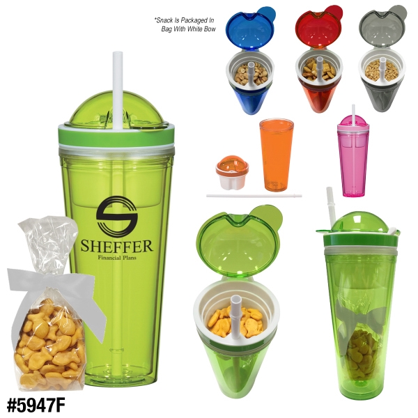 16 Oz. Snack Attack Tumbler. AS Material.  Screw On, Spill-Resistant... from ASI 61125 Hit Promotional Products / Hit (R)
