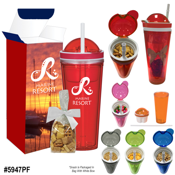 16 Oz. Snack Attack Tumbler. AS Material.  Screw On, Spill-Resistant... from ASI 61125 Hit Promotional Products / Hit (R)