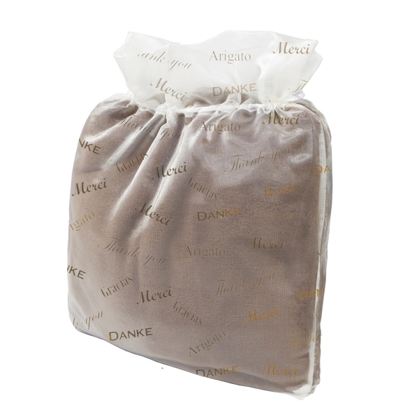 Sheer organza bag with all over print consisting of "thank you"... from ASI 73520 Neet Feet / Kanata Blanket