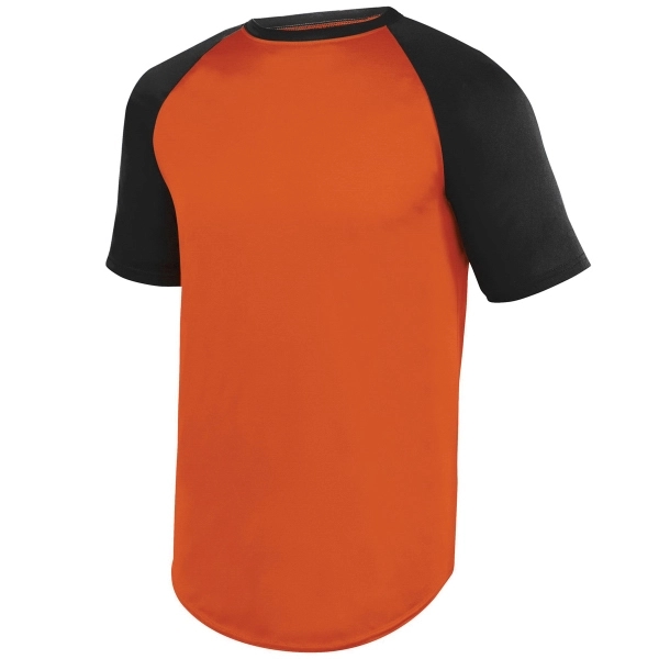 Short-sleeve baseball jersey made from 100% polyester wicking knit.... from ASI 37461 Augusta Sportswear / Augusta Sportswear, Inc. d/b/a Momentec Brands