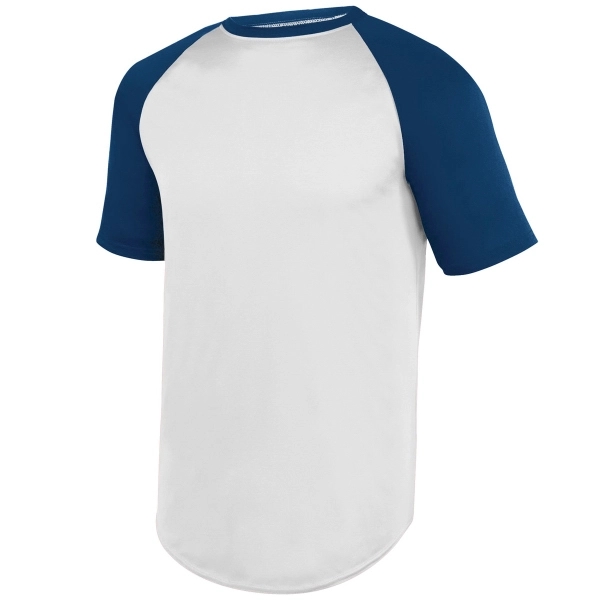 Short-sleeve baseball jersey made from 100% polyester wicking knit.... from ASI 37461 Augusta Sportswear / Augusta Sportswear, Inc. d/b/a Momentec Brands