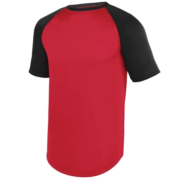 Short-sleeve youth baseball jersey made from 100% polyester wicking knit.... from ASI 37461 Augusta Sportswear