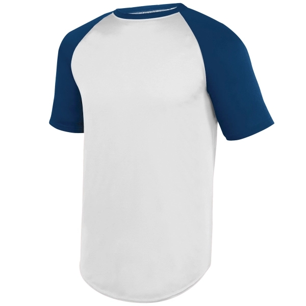 Short-sleeve youth baseball jersey made from 100% polyester wicking knit.... from ASI 37461 Augusta Sportswear