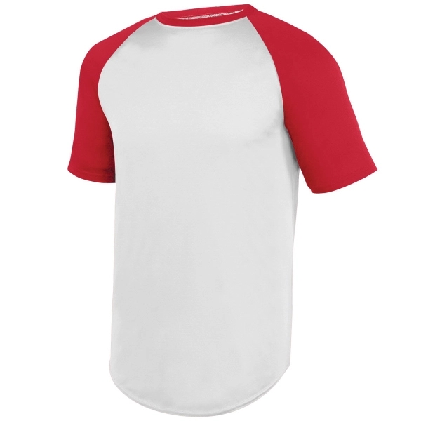 Short-sleeve youth baseball jersey made from 100% polyester wicking knit.... from ASI 37461 Augusta Sportswear