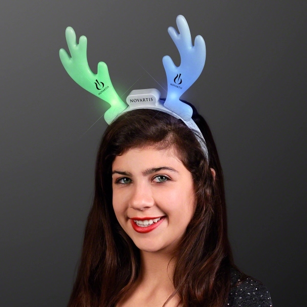 Blank or imprinted. LED Reindeer Antlers Color Change Headband, One Size... from ASI 34194 ALightPromos / Alight Promotional Products