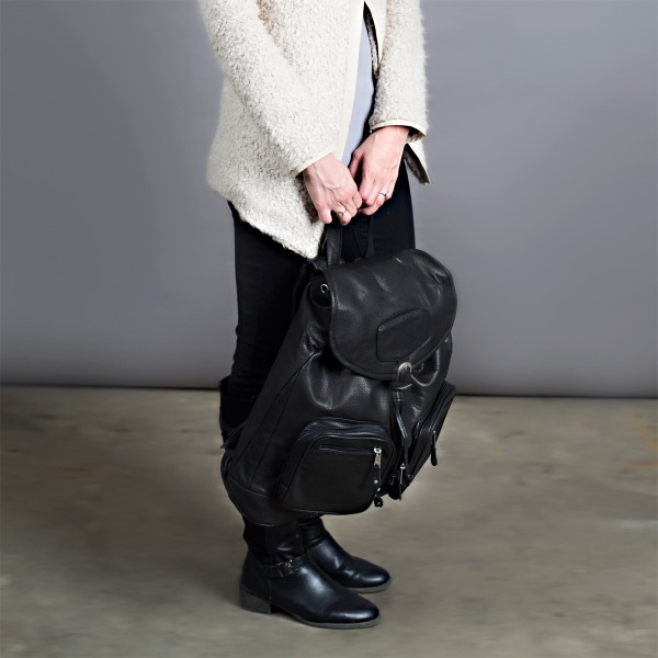 Computer backpack with large capacity and leather draw string design.... from ASI 39250 ZZ OLD - Beacon Promotions Inc / Canyon Outback Leather Goods