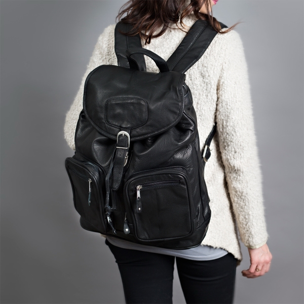 Computer backpack with large capacity and leather draw string design.... from ASI 39250 ZZ OLD - Beacon Promotions Inc / Canyon Outback Leather Goods