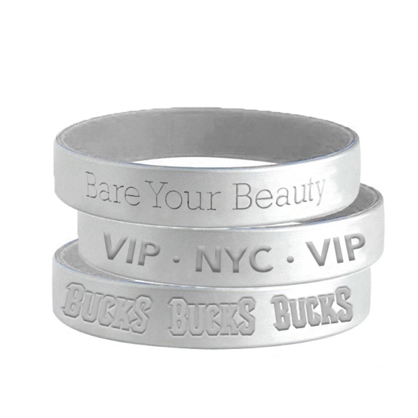 Pantone matched silicone bracelet with various colors and unlimited design options.... from ASI 45657 Pop! Promos