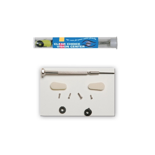 Eye glass repair kit with screwdriver, screws, two nose pads and... from ASI 58805 HPC Global / HPC Global