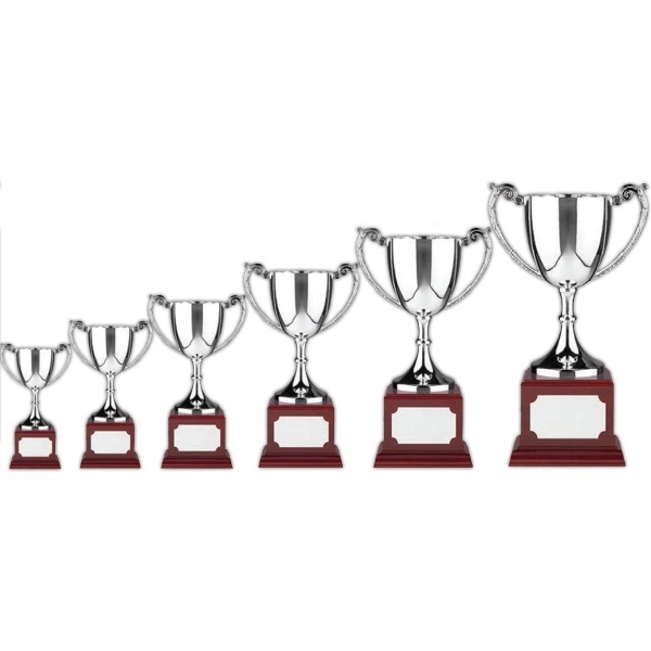 Nickel plated trophy cup mounted on heavyweight base. Ideal for engraving.... from ASI 65153 Kirk & Matz LTD / Swatkins
