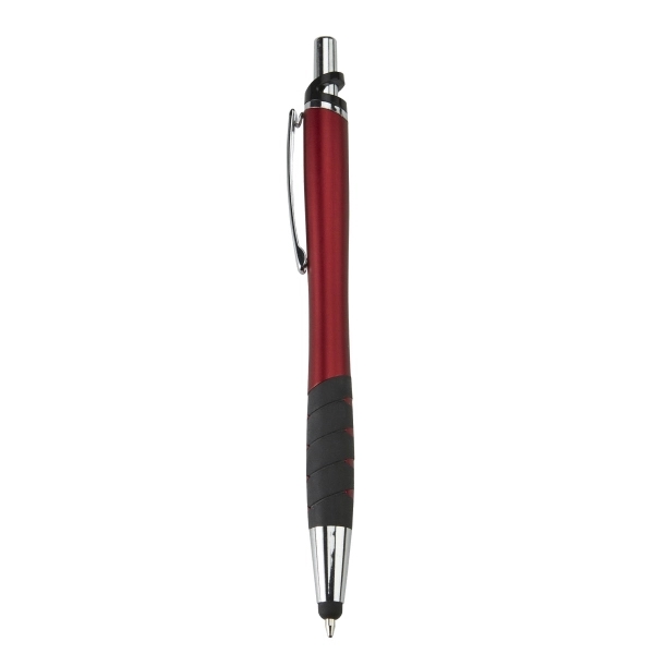 Plunger action stylus pen with chrome accents and metallic colored barrel.... from ASI 52840 Evans Manufacturing