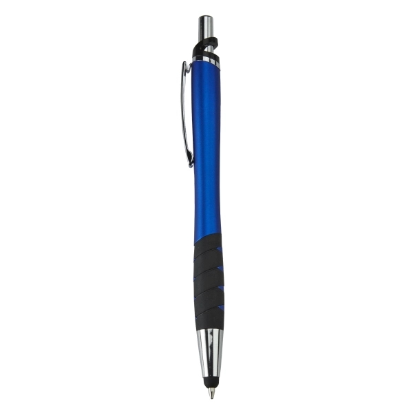 Plunger action stylus pen with chrome accents and metallic colored barrel.... from ASI 52840 Evans Manufacturing