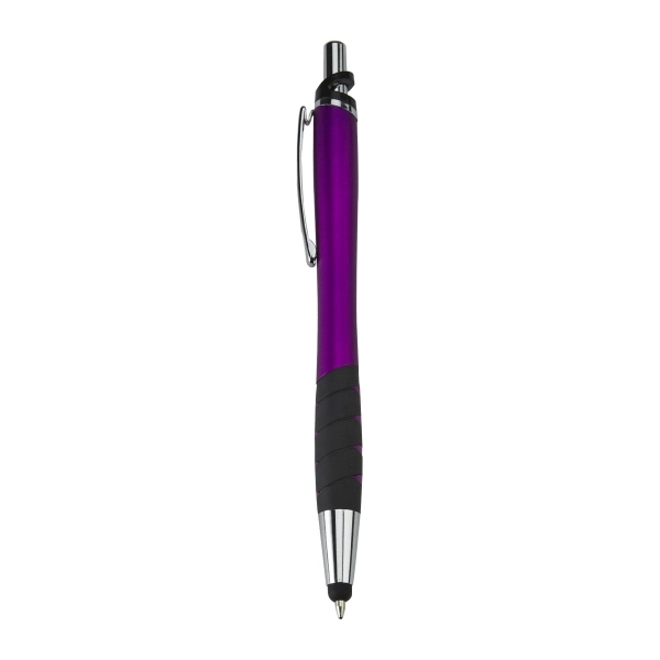 Plunger action stylus pen with chrome accents and metallic colored barrel.... from ASI 52840 Evans Manufacturing