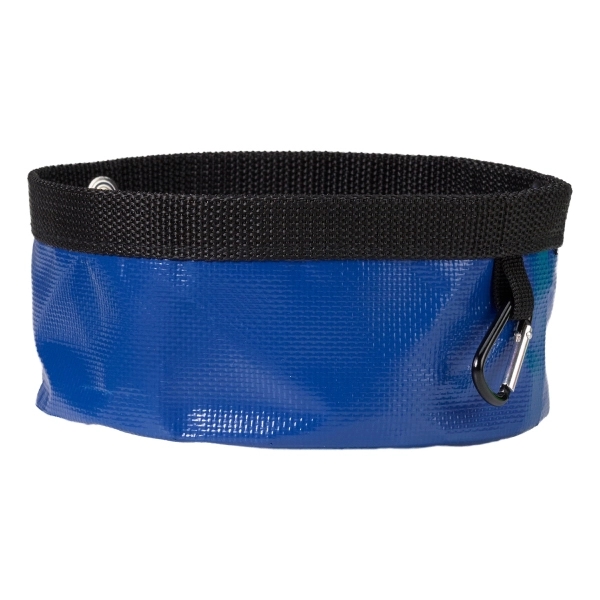 Collapsible pet bowl for food or water with a carabiner attached.... from ASI 52840 Evans Manufacturing