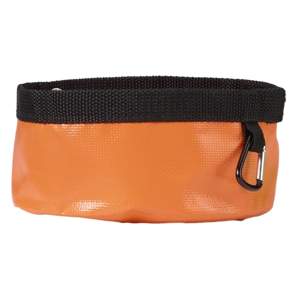 Collapsible pet bowl for food or water with a carabiner attached.... from ASI 52840 Evans Manufacturing