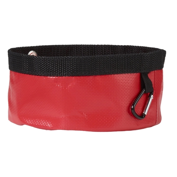 Collapsible pet bowl for food or water with a carabiner attached.... from ASI 52840 Evans Manufacturing
