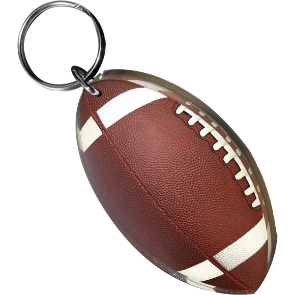 Football shaped acrylic keychain with 1" split ring and customization.... from ASI 72521 Morris Magnets / Laser Cuts