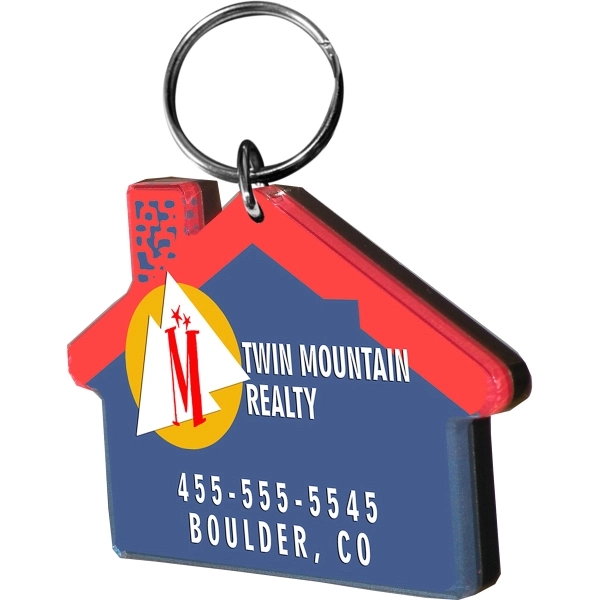 House shaped acrylic keychain with 1" split ring and customization.... from ASI 72521 Morris Magnets / Laser Cuts