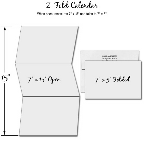Z-Fold calendar greeting card, full color process.... from ASI 46719 Corner Lot Marketing Inc / CLMPromotions