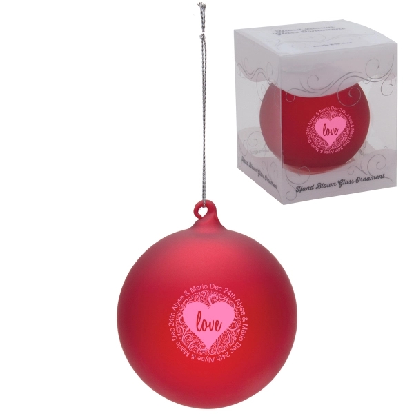 3 1/8" hand-blown glass ornament with a silver hanging string, presentation... from ASI 62190 Illini