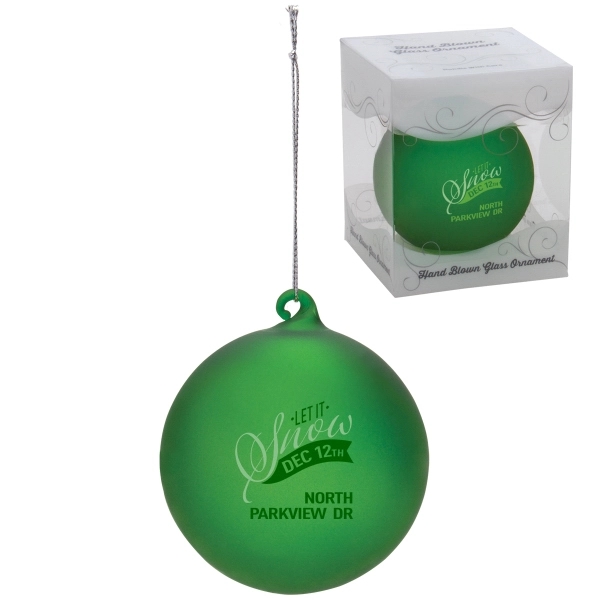 3 1/8" hand-blown glass ornament with a silver hanging string, presentation... from ASI 62190 Illini