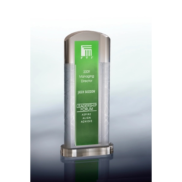 Optic and color optic crystal award with deep etch imprint on... from ASI 62985 J. Charles