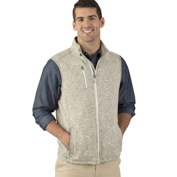 Men's heathered fleece vest made from 100% polyester, featuring a full-zip... from ASI 44620 Charles River Apparel