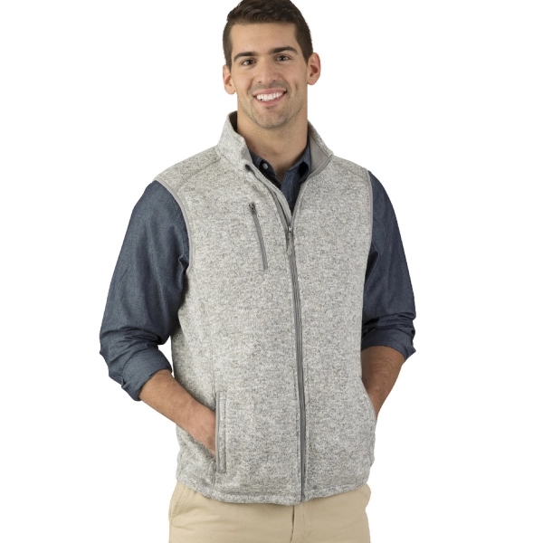 Men's heathered fleece vest made from 100% polyester, featuring a full-zip... from ASI 44620 Charles River Apparel