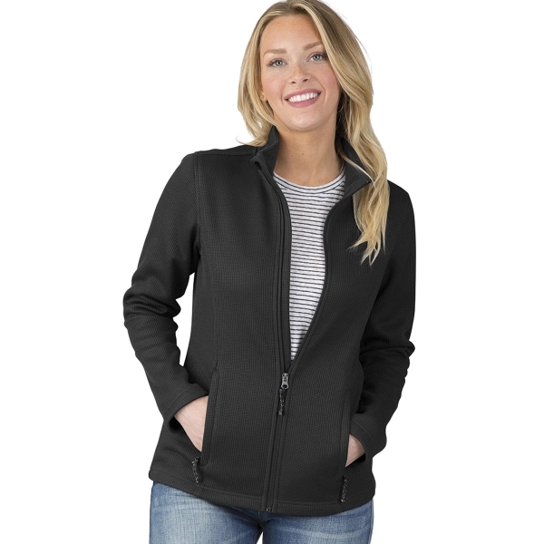 Women's rib-knit jacket with soft outer shell, made from 100% polyester... from ASI 44620 Charles River Apparel