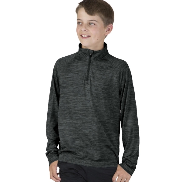 Youth quarter-zip performance pullover sweater made from 100% polyester jersey.... from ASI 44620 Charles River Apparel
