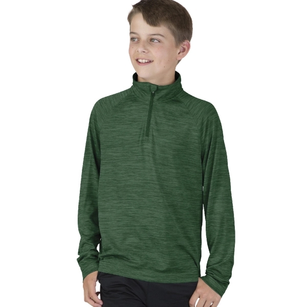 Youth quarter-zip performance pullover sweater made from 100% polyester jersey.... from ASI 44620 Charles River Apparel
