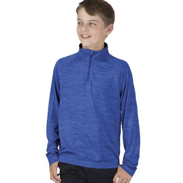 Youth quarter-zip performance pullover sweater made from 100% polyester jersey.... from ASI 44620 Charles River Apparel