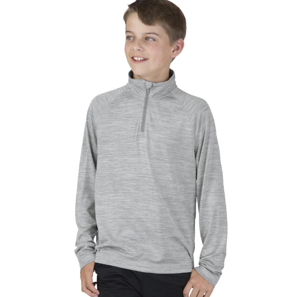 Youth quarter-zip performance pullover sweater made from 100% polyester jersey.... from ASI 44620 Charles River Apparel
