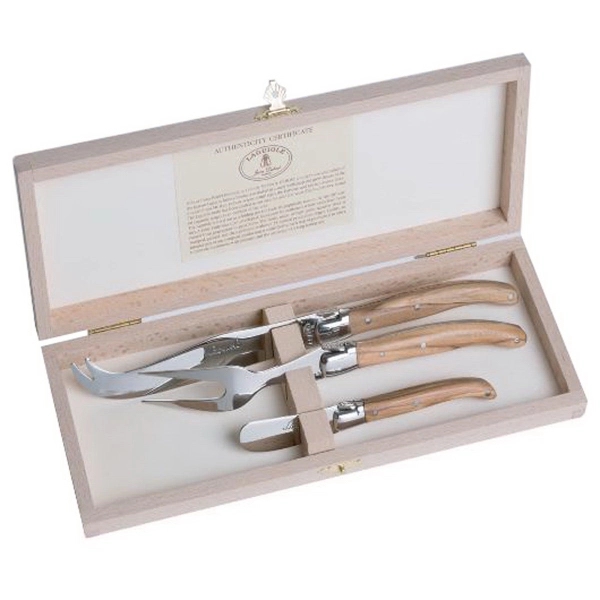 Cheese set with four stainless steel tools and olivewood handles in... from ASI 55450 Franmara Inc