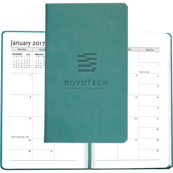 Planner with faux leather cover, deboss imprint, paper pocket, privacy closure,... from ASI 91340 Journalbooks/Timeplanner Calendars