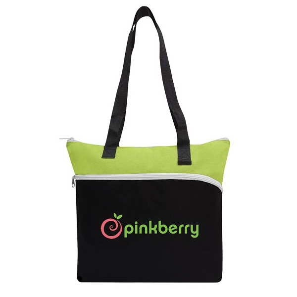 Two-Tone zipper tote bag with outside pen loop... from ASI 30112 ACE Products / Ace Line