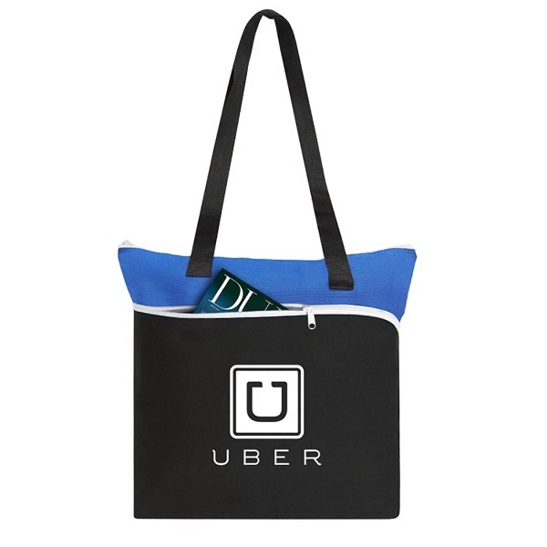 Two-Tone zipper tote bag with outside pen loop... from ASI 30112 ACE Products / Ace Line