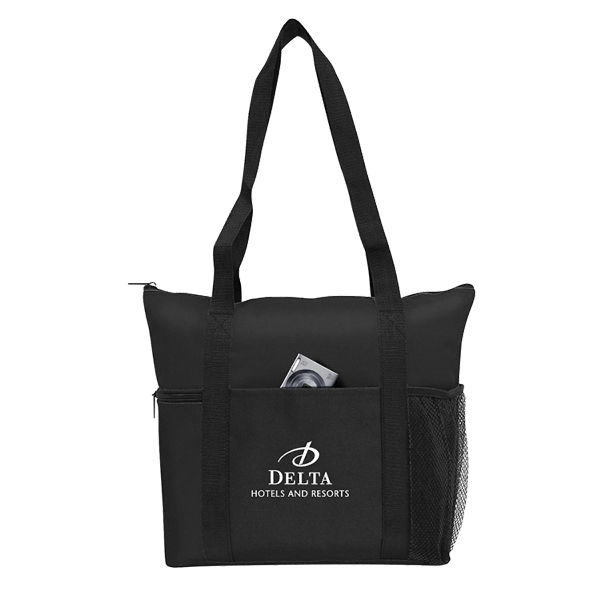 Two color travel tote bag with 3 side pockets 30" strap... from ASI 30112 ACE Products / Ace Line