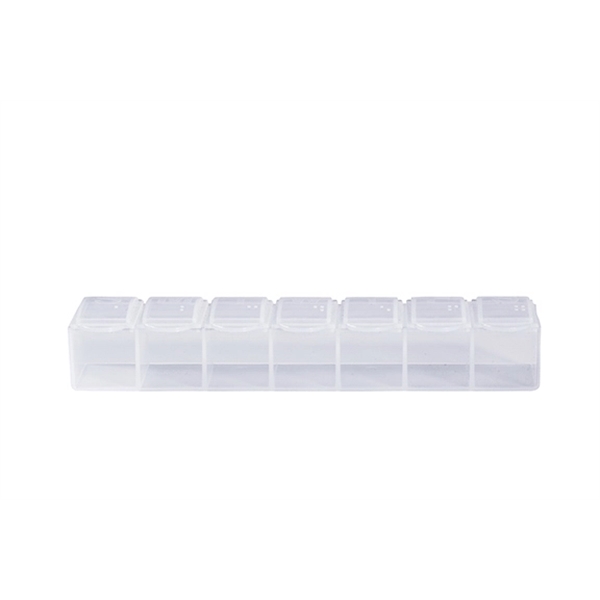 7 day plastic pill case with a labeled, hinged snap-up lid.... from ASI 55675 Galaxy Balloons Inc