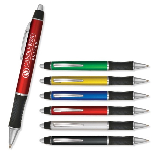 Metallic ball pen with a ribbed gripper. USA made.  Union... from ASI 68850 Markon Pen & Pencil Inc / Tee-Gee
