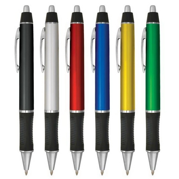 Metallic ball pen with a ribbed gripper. USA made.  Union... from ASI 68850 Markon Pen & Pencil Inc / Tee-Gee