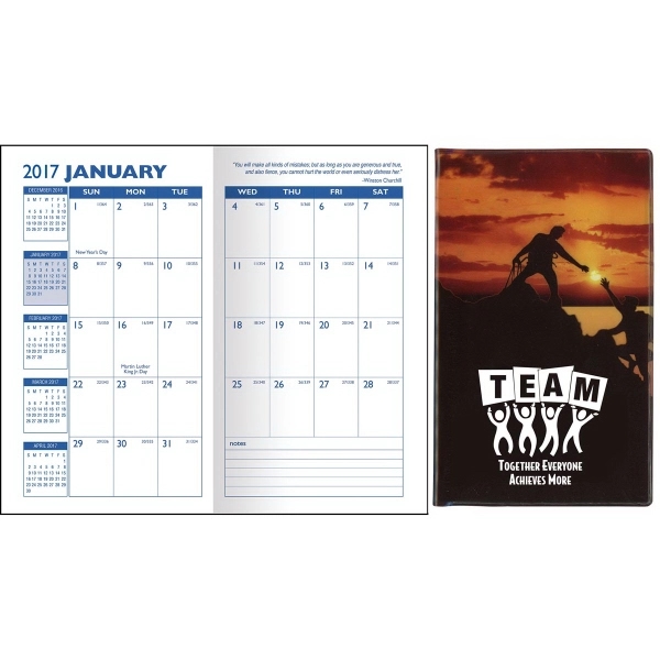 Full color "Theme" Vinyl Pocket Monthly Planner features a 32 page... from ASI 83770 Royal Industries / Waldor