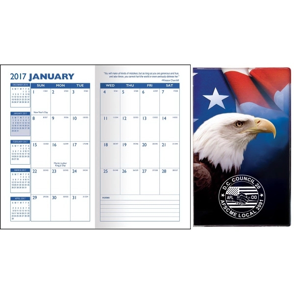 Full color "Theme" Vinyl Pocket Monthly Planner features a 32 page... from ASI 83770 Royal Industries / Waldor