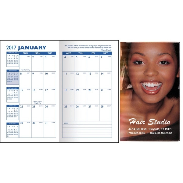Full color "Theme" Vinyl Pocket Monthly Planner features a 32 page... from ASI 83770 Royal Industries / Waldor