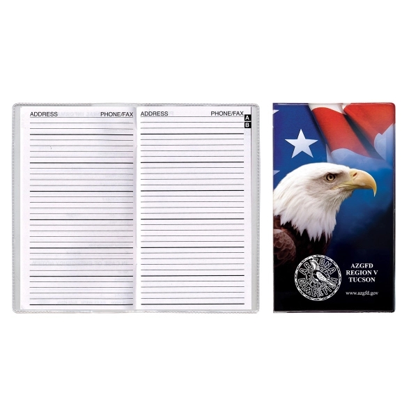 Full color themed vinyl pocket planner with telephone book insert has... from ASI 83770 Royal Industries / Waldor