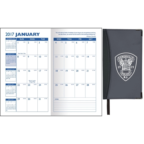 Two-Tone Vinyl Soft Cover Monthly Planner features a ribbon divider and... from ASI 83770 Royal Industries / Waldor